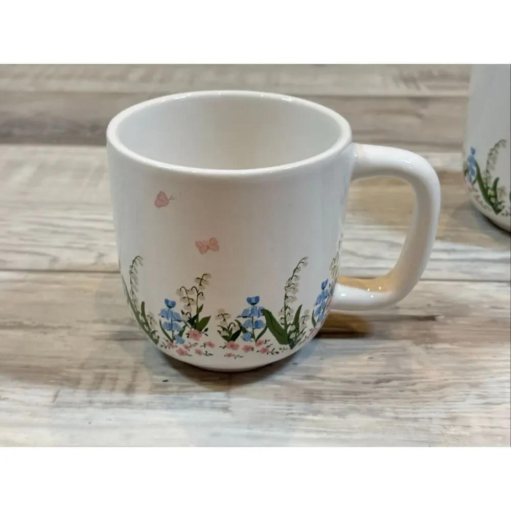 Target Bullseye Easter Ceramic Butterfly Pink and Blue Flower Coffee Mug Cup